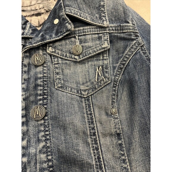 GUESS Marciano Y2K Denim Jacket Small Cotton Animal Print Lining 2000s - Picture 11 of 16